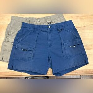 Columbia Men's Cargo Shorts (2) Blue and Tan, Size XL, 100% Cotton